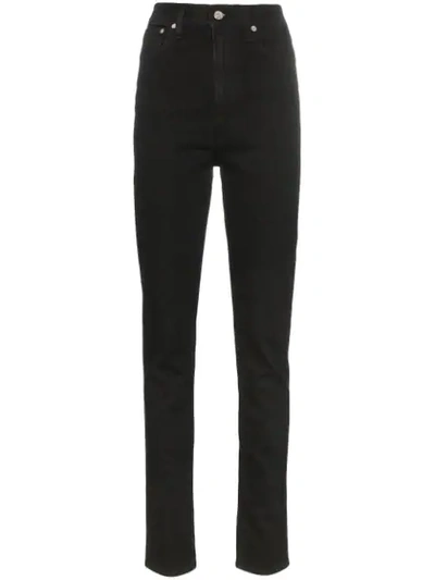 Shop Helmut Lang High-waisted Slim-fit Jeans In Black