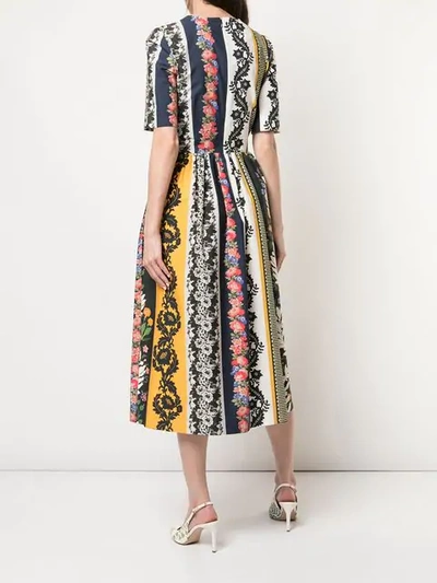 Shop Oscar De La Renta Floral Print Midi Dress In Saffron Multi