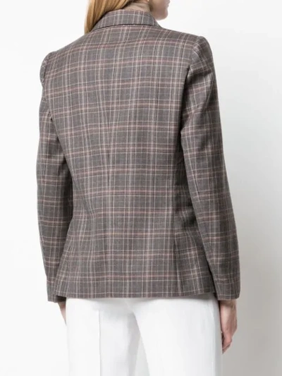 Shop Brunello Cucinelli Check Wrap Blazer In Brown