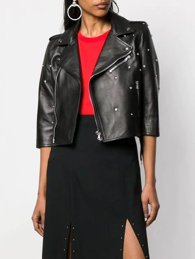 Shop Red Valentino Embellished Biker Jacket In Black