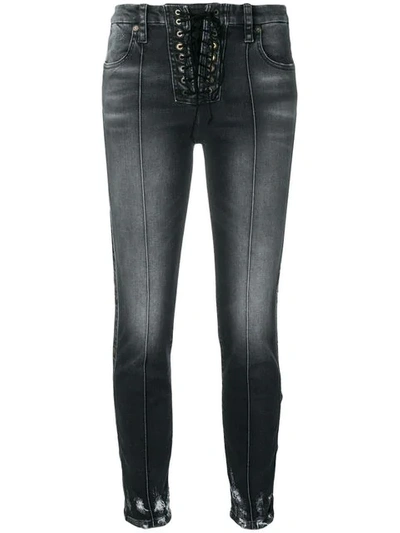 Shop Ben Taverniti Unravel Project Lace-up Jeans In Grey