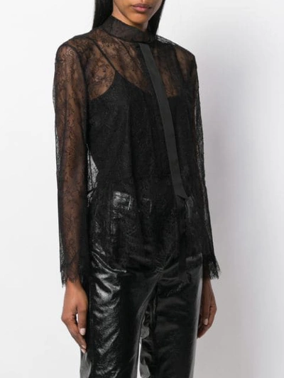 Shop Olivier Theyskens Sheer Lace Blouse - Black