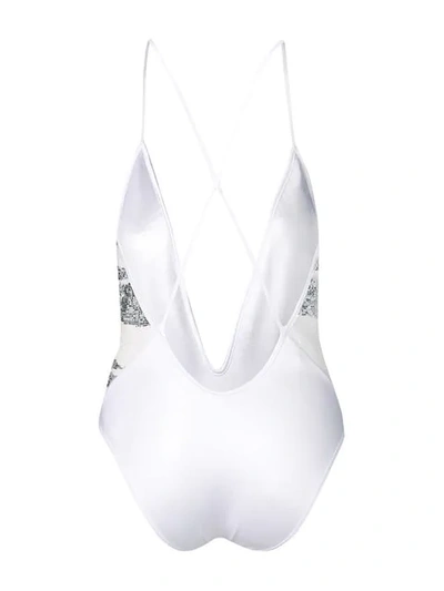 Shop Missoni Striped Swimsuit In White