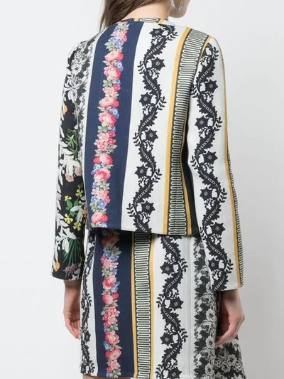 Shop Oscar De La Renta Floral Print Fitted Jacket In Saffron Multi