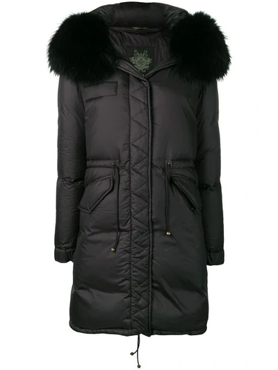 Shop Mr & Mrs Italy Fur-trim Parka Coat In Black