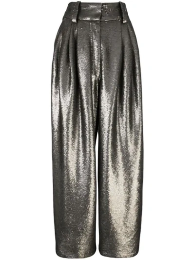 Shop Marc Jacobs Micro-sequin Trousers In Grey