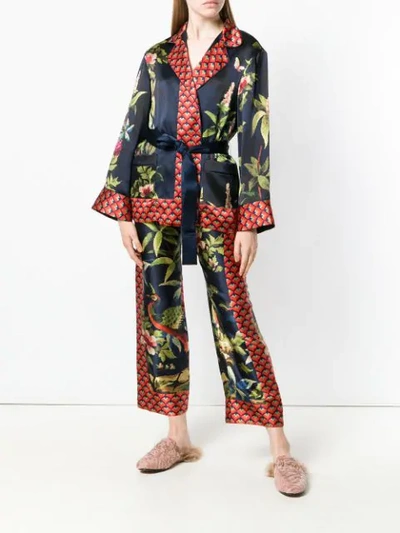 Shop F.r.s For Restless Sleepers Floral Print Tied Blouse In Blue