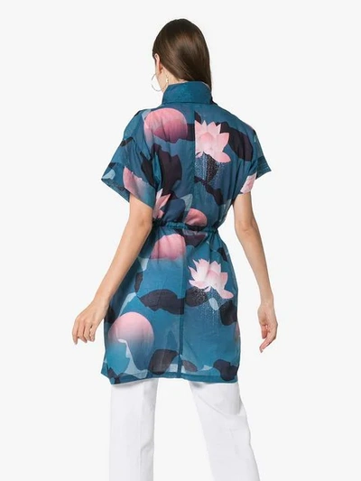 Shop Double Rainbouu Vintage Floral Print Cotton Beach Kimono In Blue