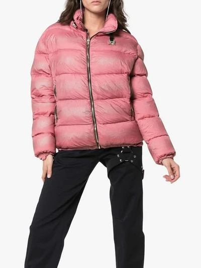 Shop Alyx Buckle Embellished Feather Down Padded Jacket In Pink