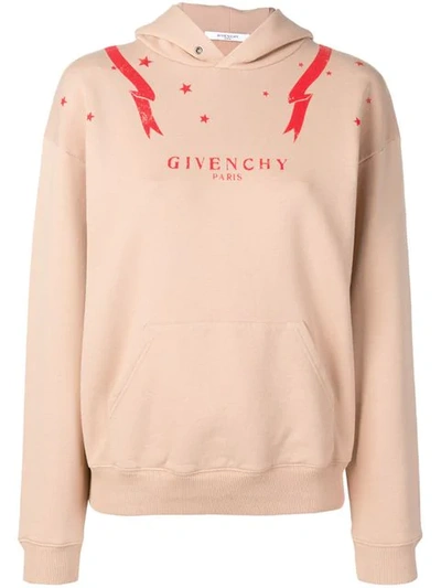 Shop Givenchy Front Logo Hoodie In Neutrals