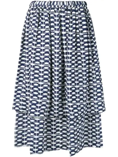 Shop Comme Des Garçons Geometric Print Skirt In Blue