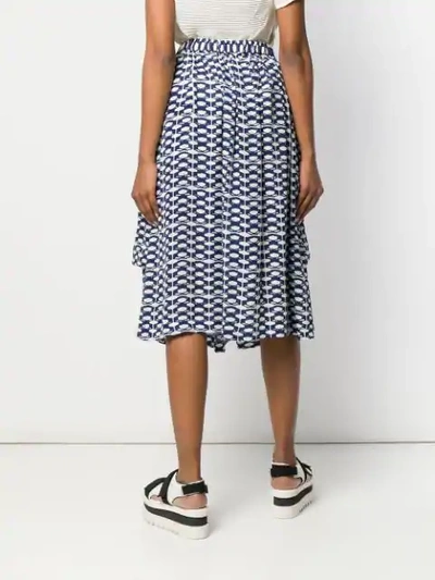 Shop Comme Des Garçons Geometric Print Skirt In Blue