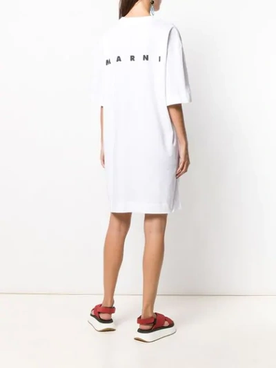 Shop Marni Striped Oversized T-shirt Dress In White