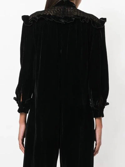 Shop Philosophy Di Lorenzo Serafini Ruffle Detail Velvet Jumpsuit In Black