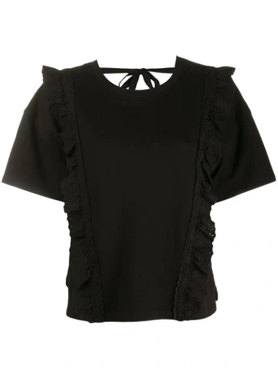 Shop Mcq By Alexander Mcqueen Mcq Alexander Mcqueen Broderie Anglaise Trim T-shirt - Black