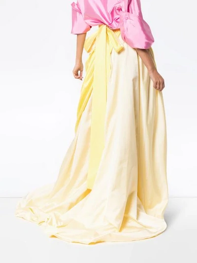 Shop Rosie Assoulin Tie Waist Long Silk Skirt In Yellow