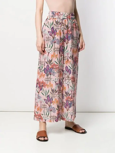 Shop Altea Leaf Print Palazzo Trousers In Pink
