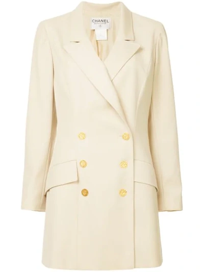Pre-owned Chanel Vintage Double Breasted Coat - Neutrals