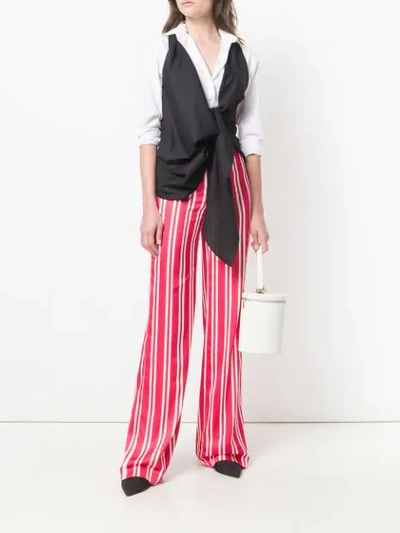 Shop Rouge Margaux Striped Wide Leg Trousers In Red