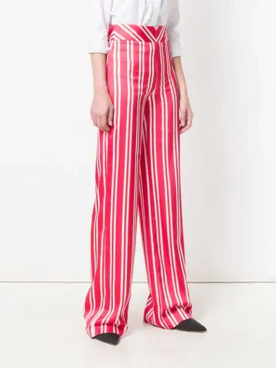 Shop Rouge Margaux Striped Wide Leg Trousers In Red