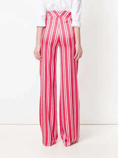 Shop Rouge Margaux Striped Wide Leg Trousers In Red
