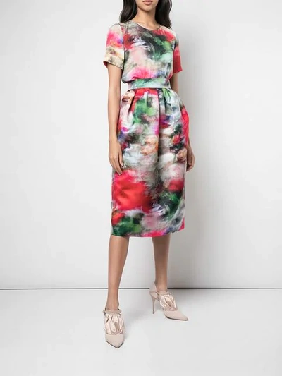 Shop Adam Lippes High-waisted Floral Print Skirt In Pink