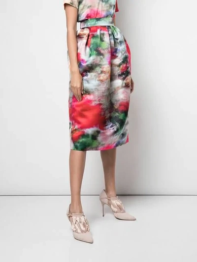 Shop Adam Lippes High-waisted Floral Print Skirt In Pink
