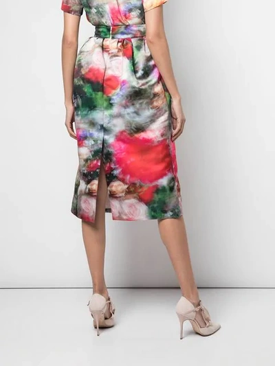 ADAM LIPPES HIGH-WAISTED FLORAL PRINT SKIRT - 粉色