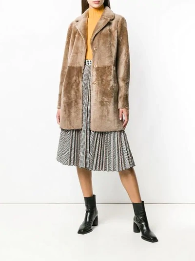 Shop Drome Fur Coat In Brown