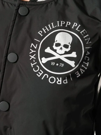 Shop Philipp Plein Logo Print Bomber Jacket In Black