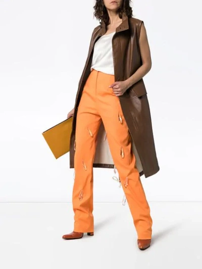 Shop Aleksandre Akhalkatsishvili Crystal Drop High-waisted Cotton Trousers In Orange