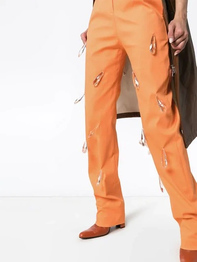 Shop Aleksandre Akhalkatsishvili Crystal Drop High-waisted Cotton Trousers In Orange