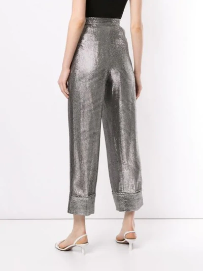 Shop Roland Mouret Metallic Cropped Trousers In Silver