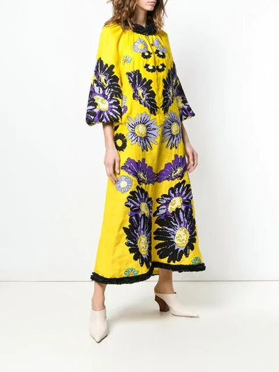 Shop Yuliya Magdych Loves Me Embroidered Dress In Yellow