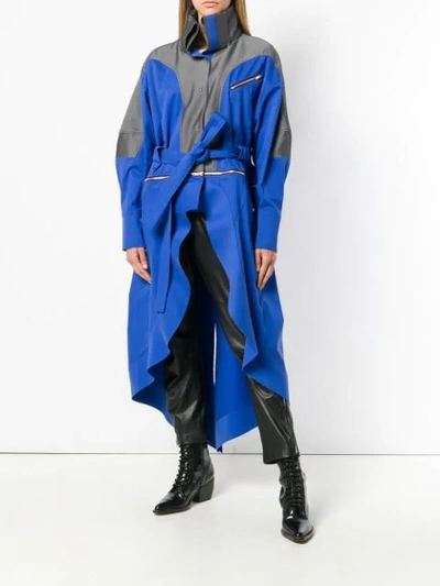 Shop Esteban Cortazar Zipped Belted Raincoat In Blue