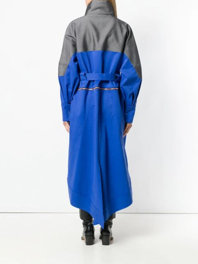 Shop Esteban Cortazar Zipped Belted Raincoat In Blue