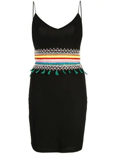 Shop Alice And Olivia Loralee Embroidered Fitted Dress In Black