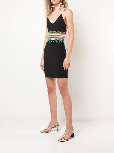 Shop Alice And Olivia Loralee Embroidered Fitted Dress In Black