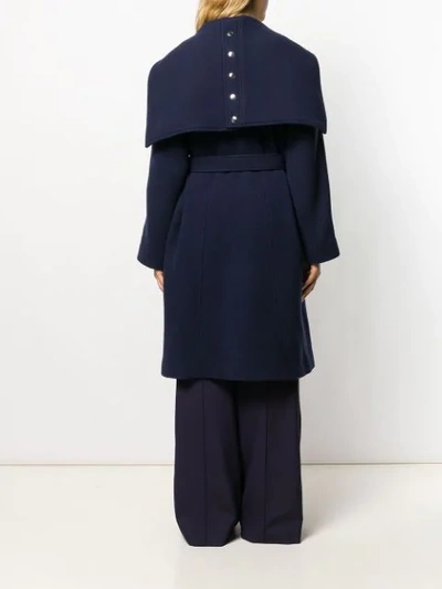 Shop Chloé Belted Waist Coat In Blue