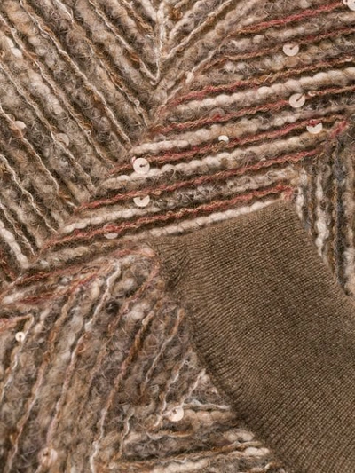 Shop Brunello Cucinelli Chevron Pattern Knitted Jumper In Neutrals