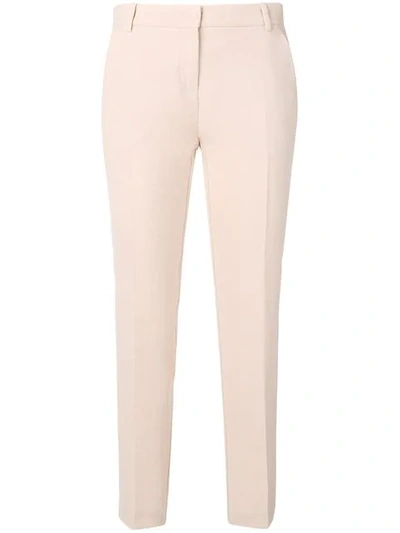 Shop Pinko Cropped Skinny Trousers In Neutrals
