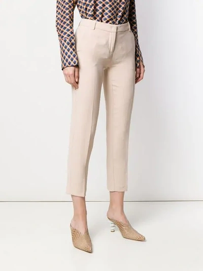 Shop Pinko Cropped Skinny Trousers In Neutrals