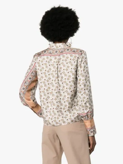 Shop Chloé Floral Paisley Print Silk Shirt In Neutrals