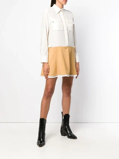 Shop Chloé Contrast Flared Shirt Dress In White