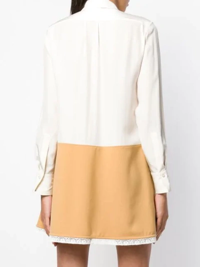 Shop Chloé Contrast Flared Shirt Dress In White
