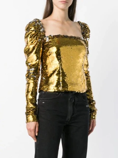 Shop Amen Sequin Embellished Top In Metallic