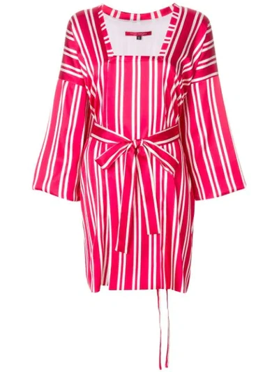 Shop Rouge Margaux Striped Kimono Blouse In Red