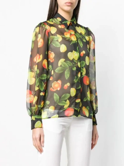 Shop Msgm Fruit Print Shirt In Green