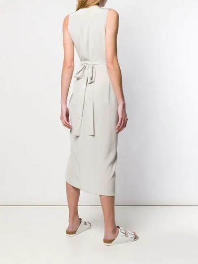 Shop Rick Owens Asymmetric Wrap Front Midi Dress In Grey