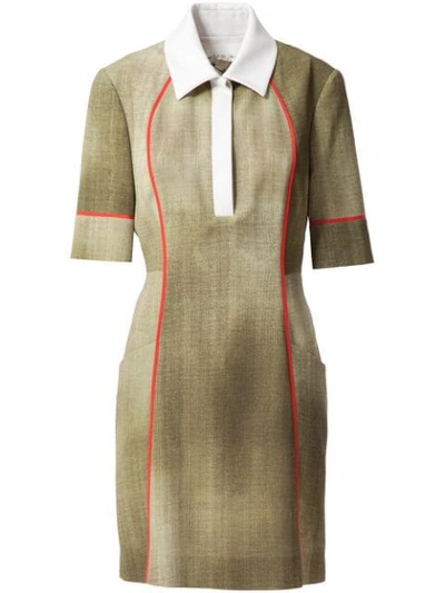 Shop Fendi Polo Collar Dress In Green